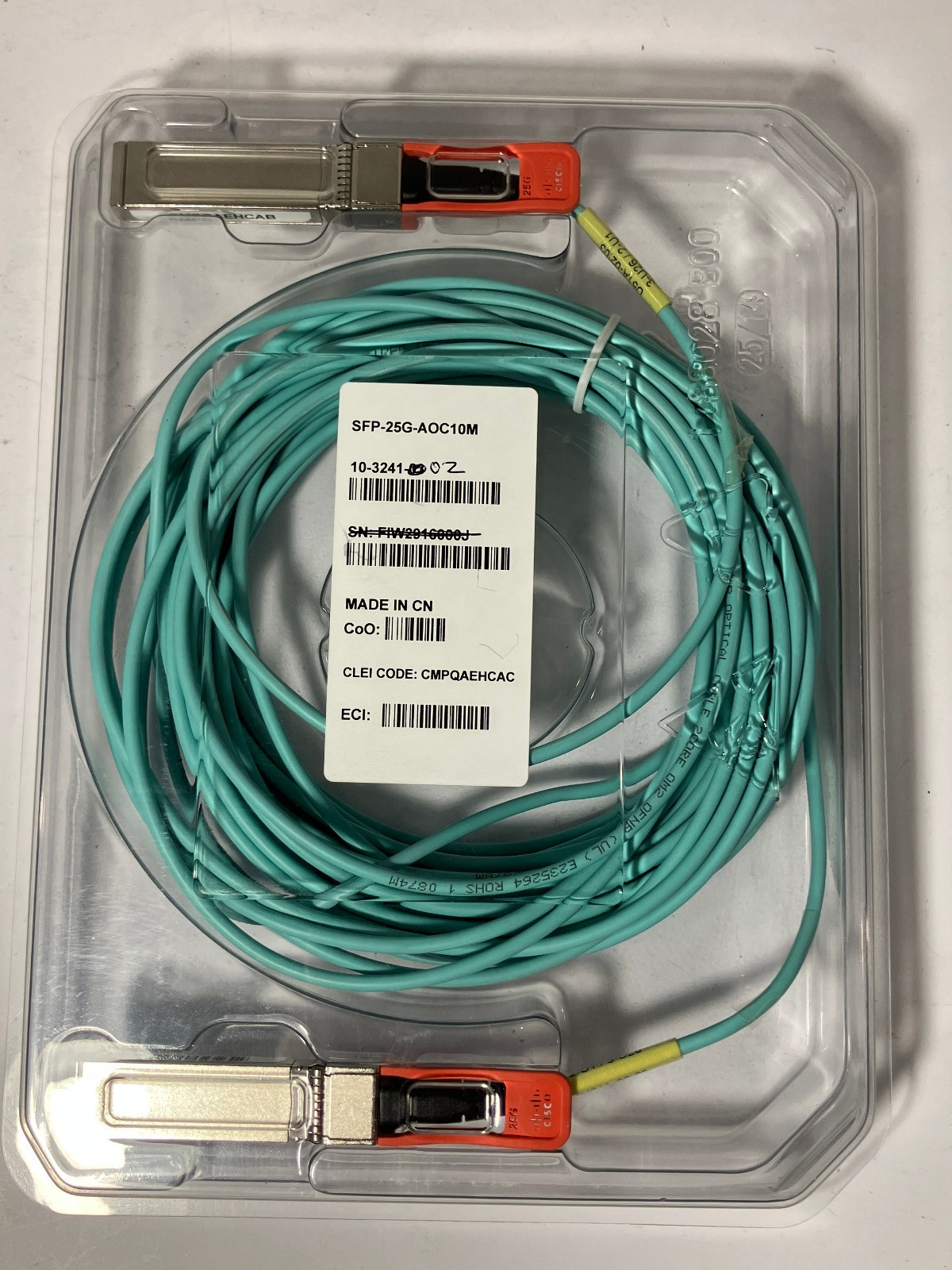 Cisco SFP-25G-AOC10M 10-3241-02 25G Base Active Optical Cable Genuine Hologram