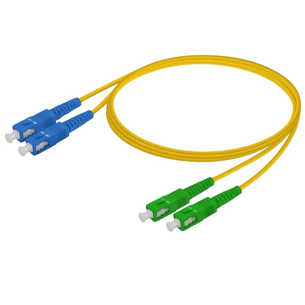 SC/APC to SC/UPC OS2 9/125 Duplex Fiber Patch Cable 1m-20m