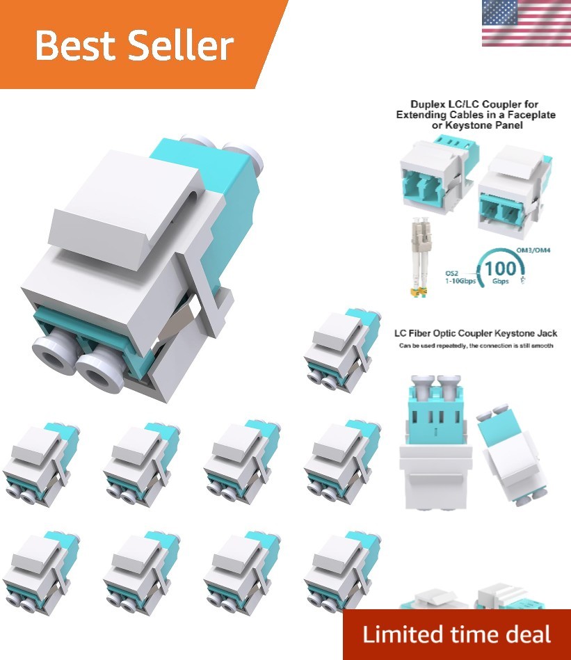 Reliable 10 pcs Duplex LC Keystone Couplers – Single/Multimode Fiber Adapter Set
