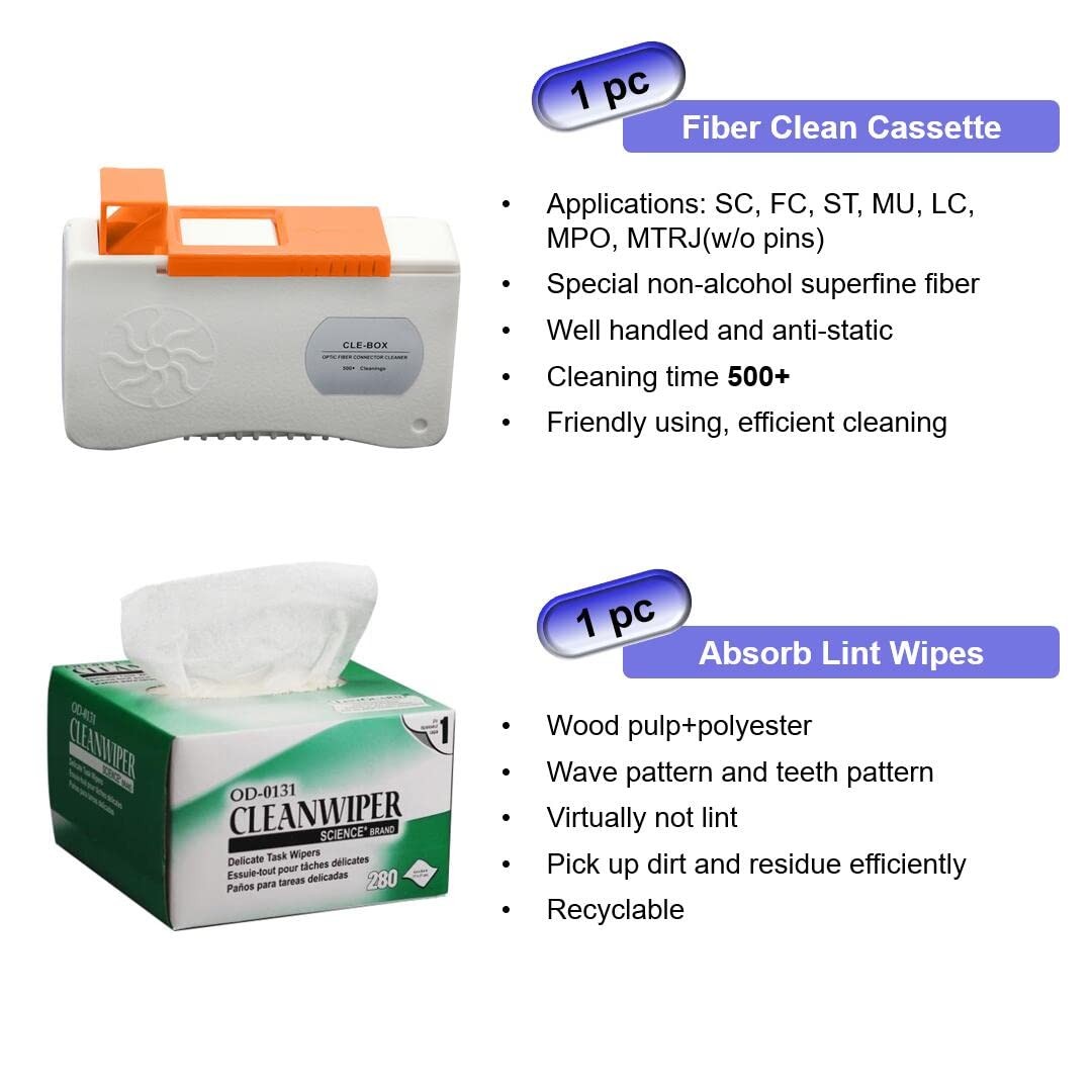 Fiber Optic Cleaning Kit Fiber Optic Ftth Cleaner Tools With 1.25mm / 2.5mm Fibe