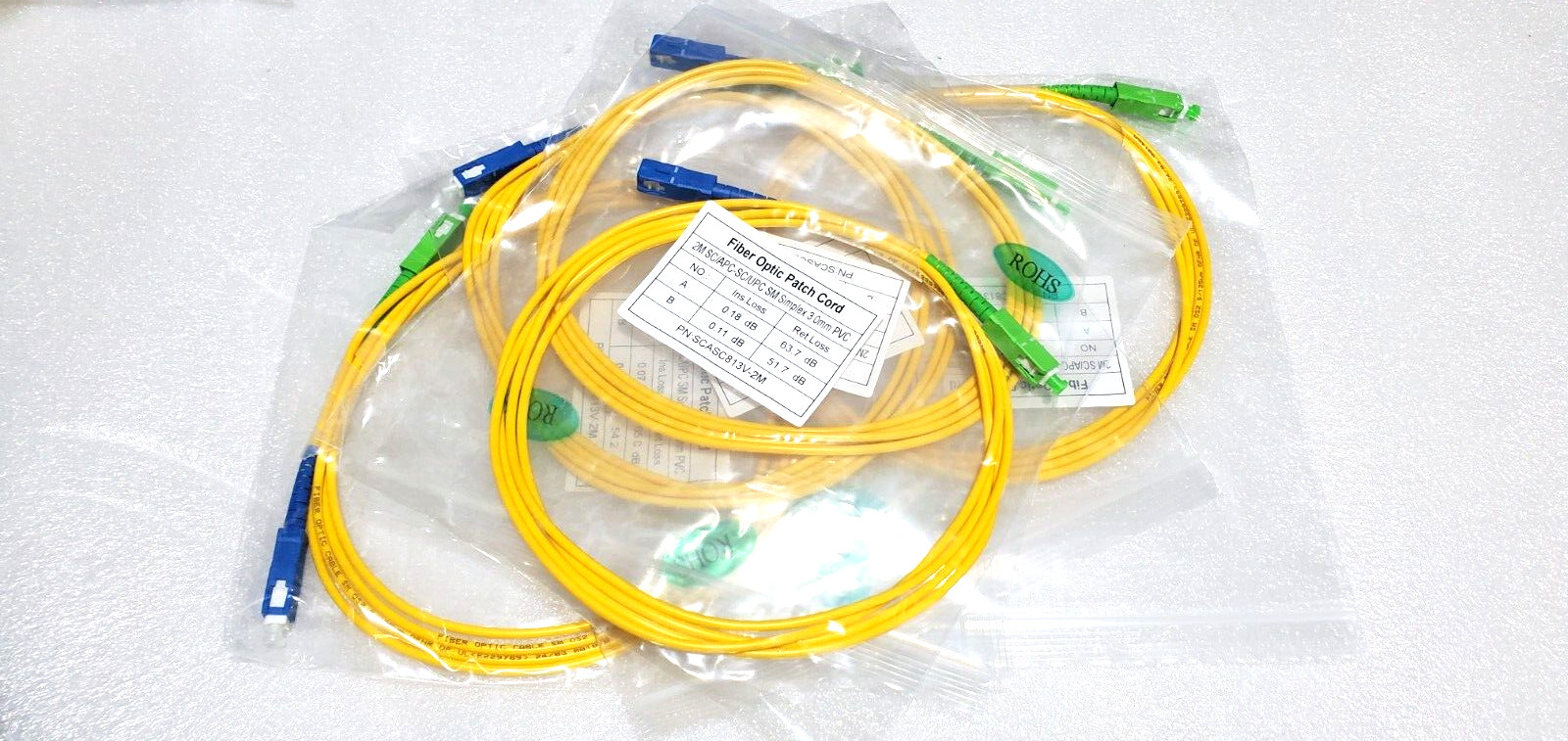(LOT 5) SC/APC-SC/APC-SM Fiber Patch Cord Jumper Cable Single Mode Optic Network