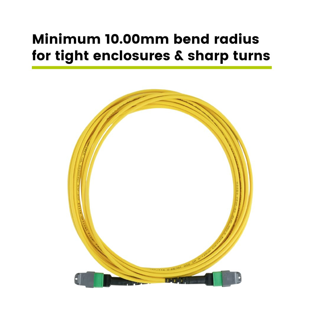 MTP/MPO Elite APC OS2 1M Fiber Cable, 12F Female-Female, Plenum Rated