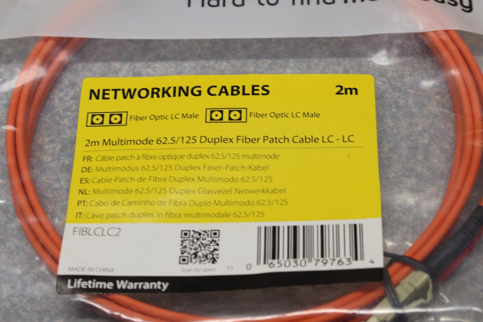 3x Lot- 2M StarTech LC/LC Male Multimode 62.5/125 Duplex Fiber Optic Patch Cable