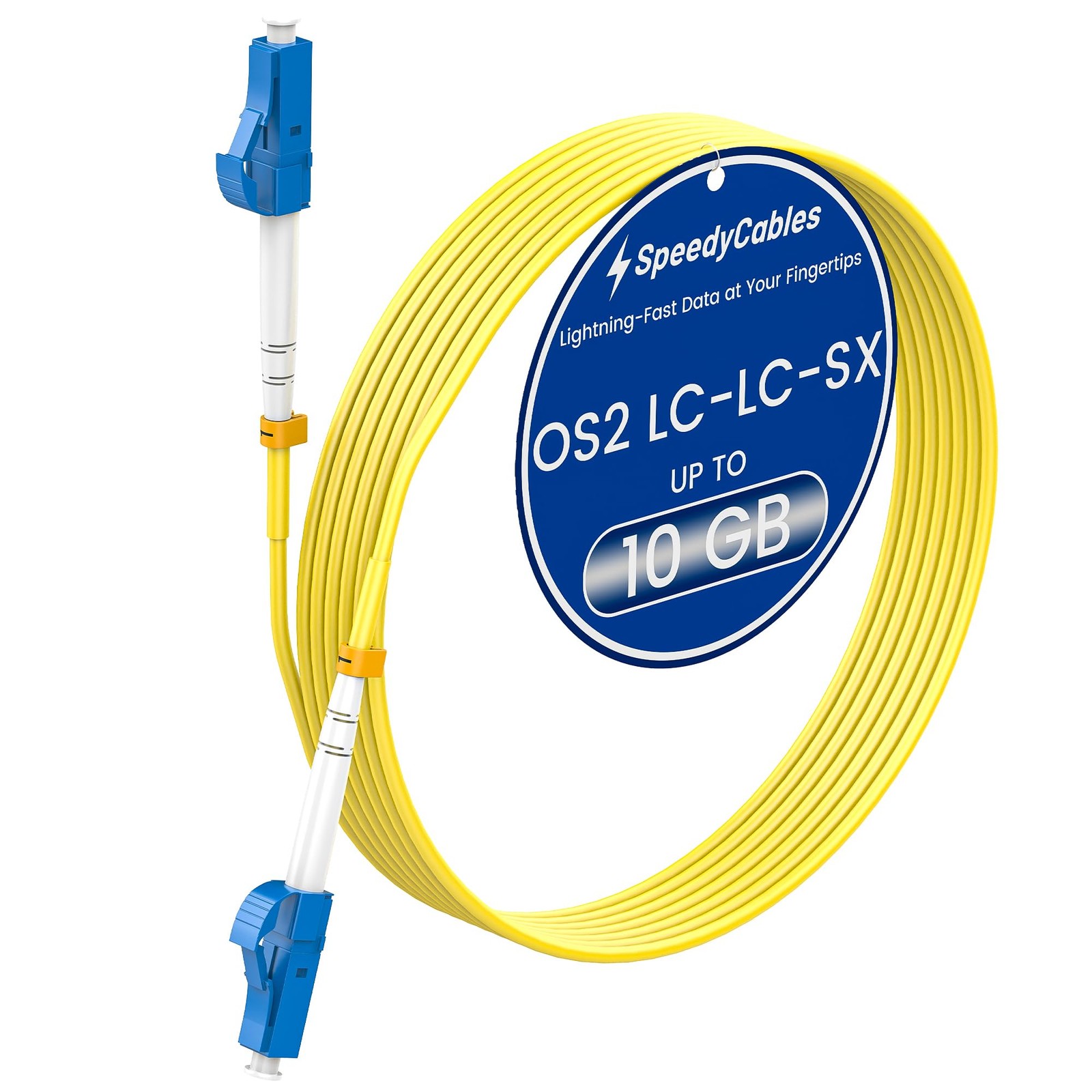 OS2 LC to LC Fiber Patch Cable 1G 10Gb 9/125um SIMPLEX SMF Yellow 1.6 FT