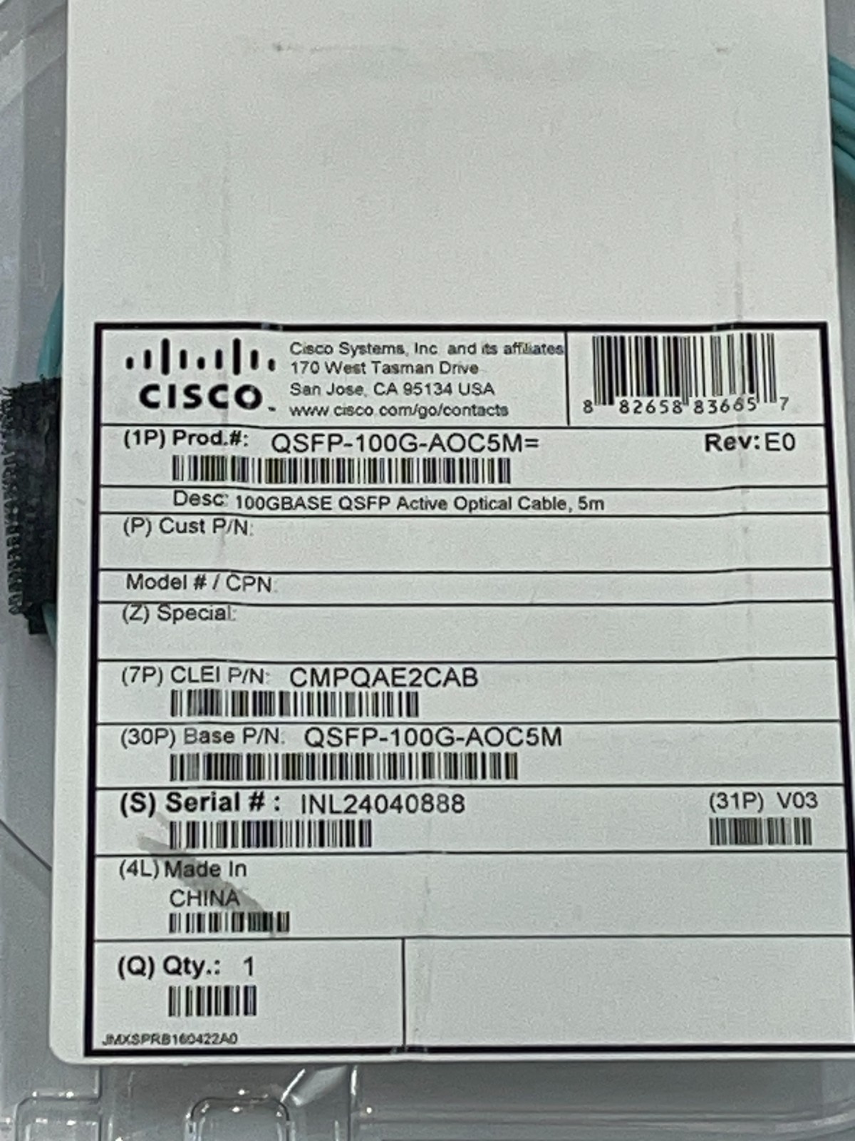 Cisco original QSFP-100G-AOC5M Active Optical Cable 5 meter