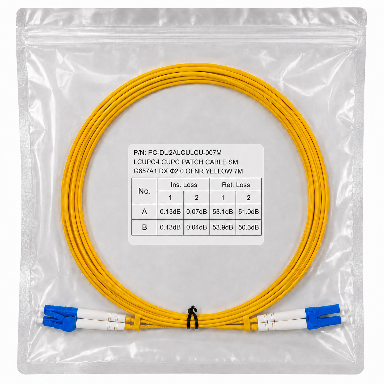 (24) 7 Meter LC/UPC – LC/UPC Duplex Fiber Patch Jumper OS2 SMF Singlemode Cable
