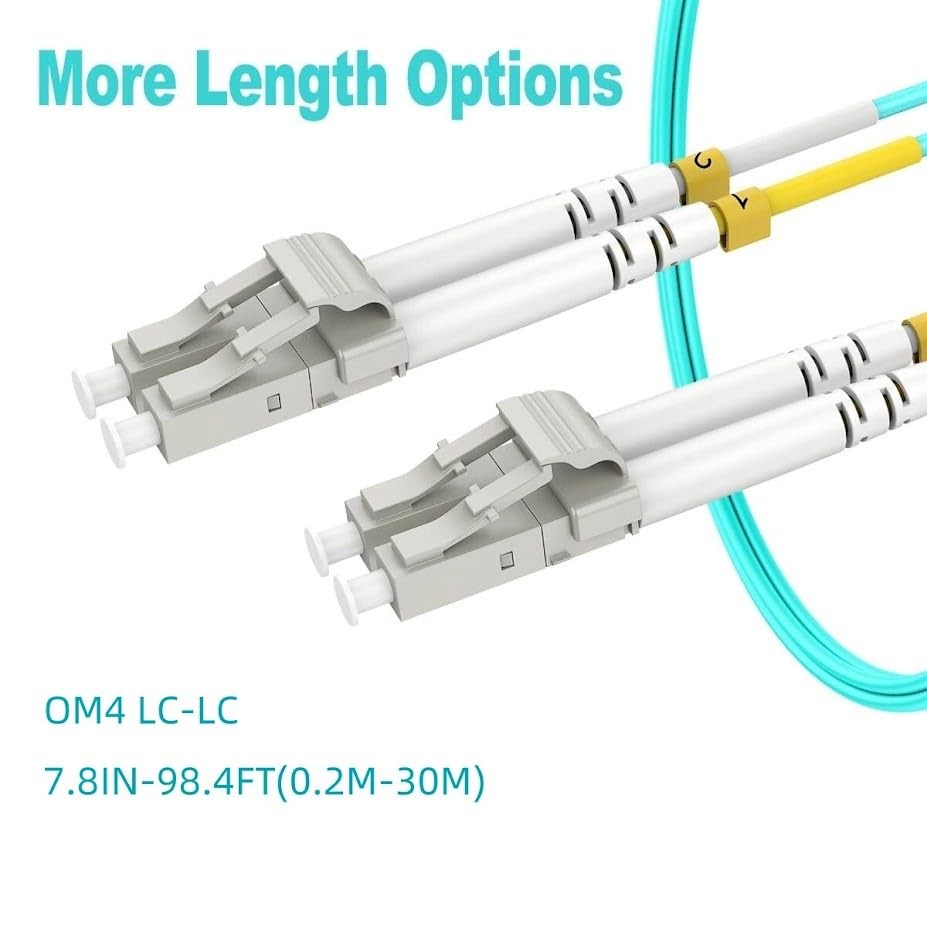 4 PCS OM4 Multimode LC To LC Fiber Patch Cable 1m 3 FT Duplex 10G/40G/100G