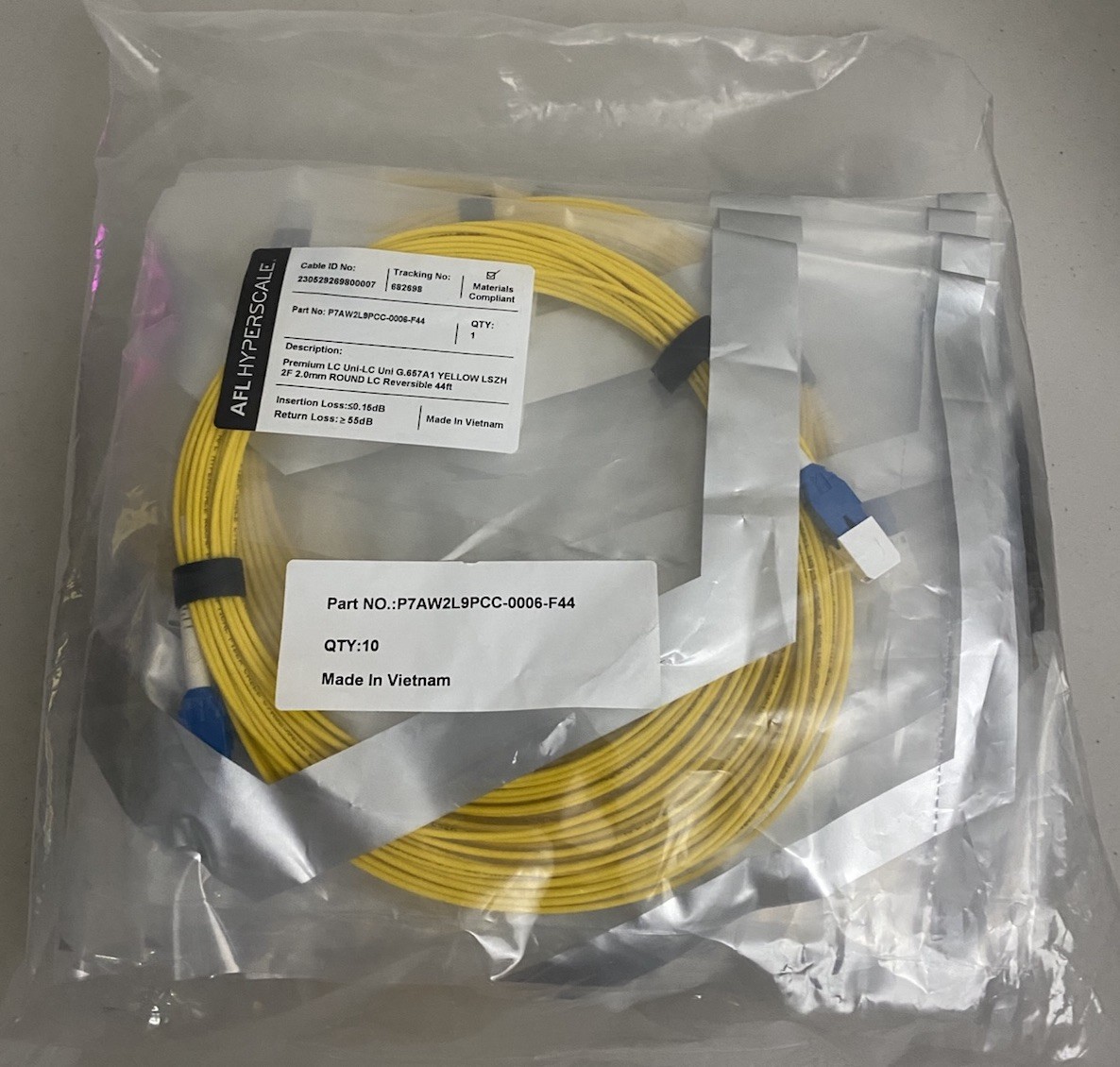 AFL Hyperscale P7AW2L9PCC-0006-F44 Premium LC G.657A1 LSZH 2F 2.0mm 44ft (10pcs)