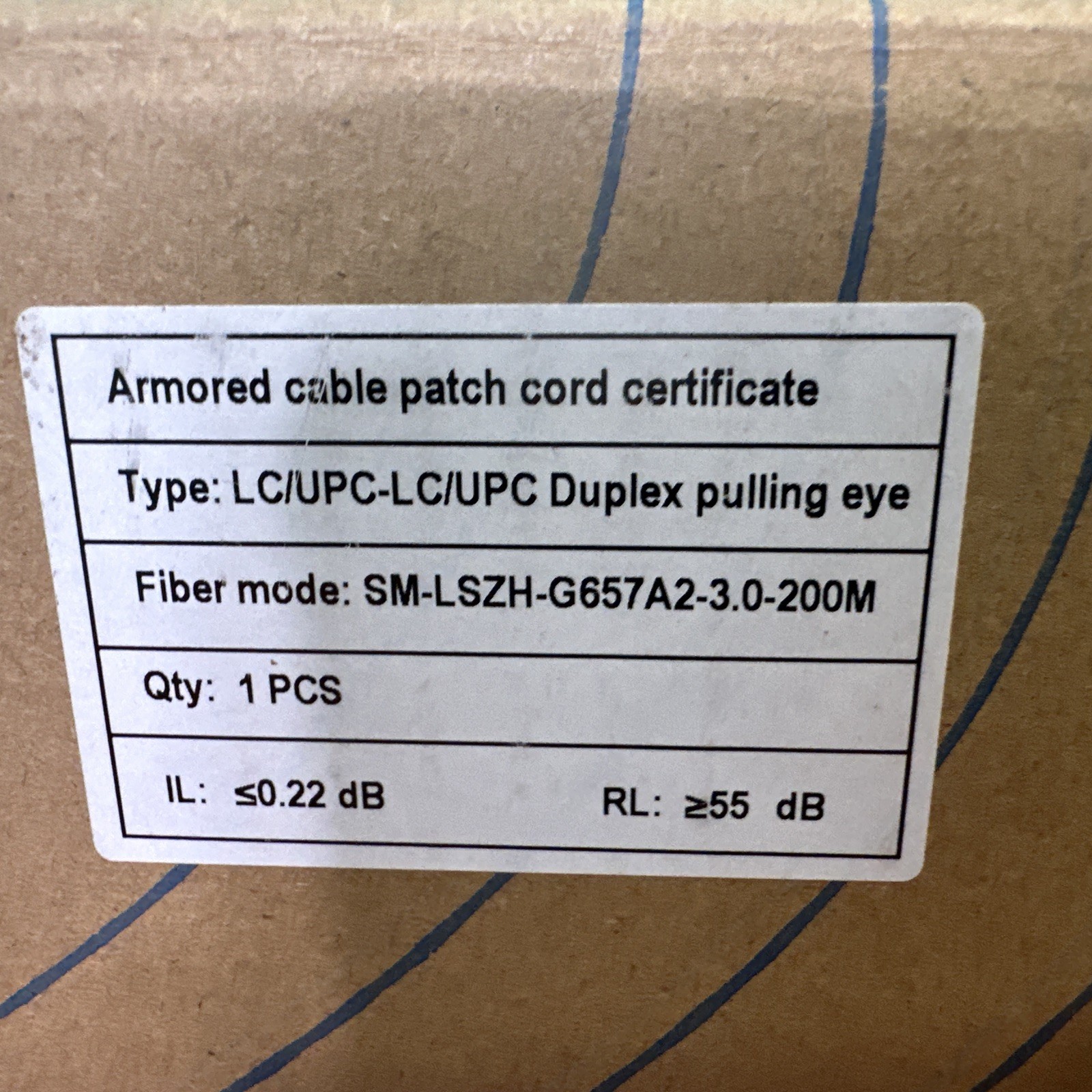 200M/656Ft Uniboot LC to LC Outdoor Armored Fiber Patch Cable with Pulling Eye