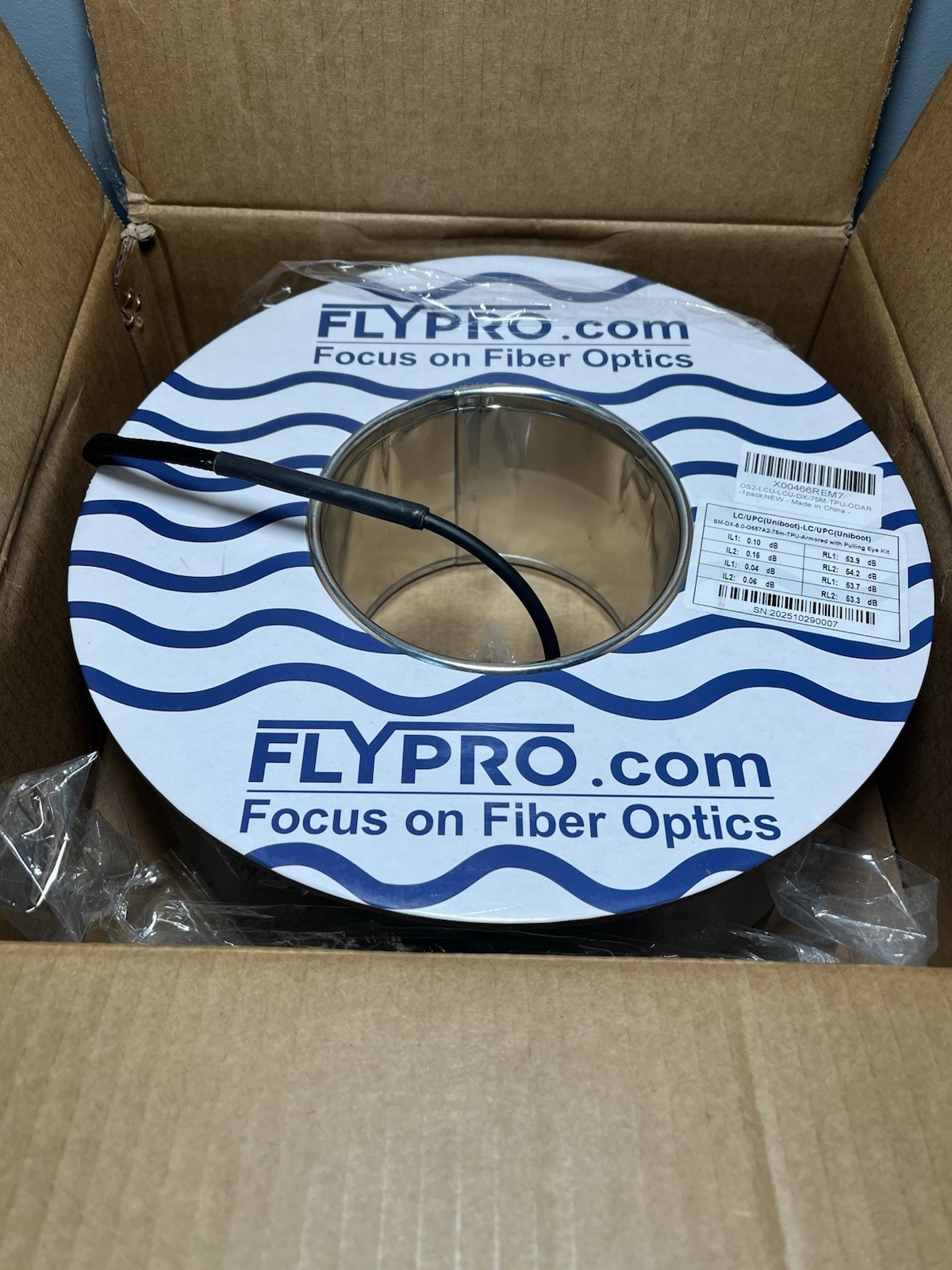 FlyProfiber- OS2 LC to LC Uniboot Outdoor Fiber 75M/246Ft, Outdoor Armored