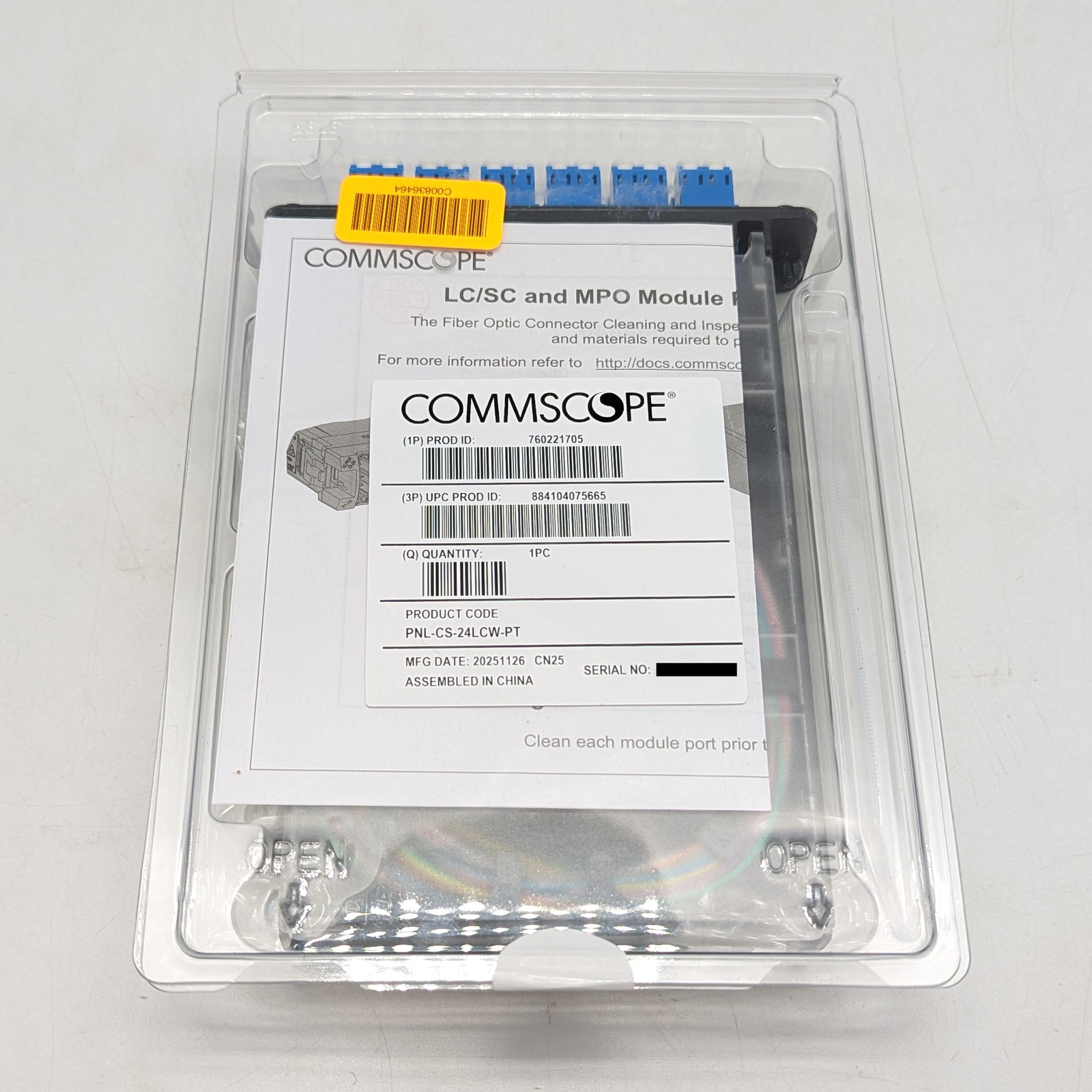 Commscope PNL-CS-24LCW-PT Fiber Optic Teraspeed Splicing Cassette 24LC Black