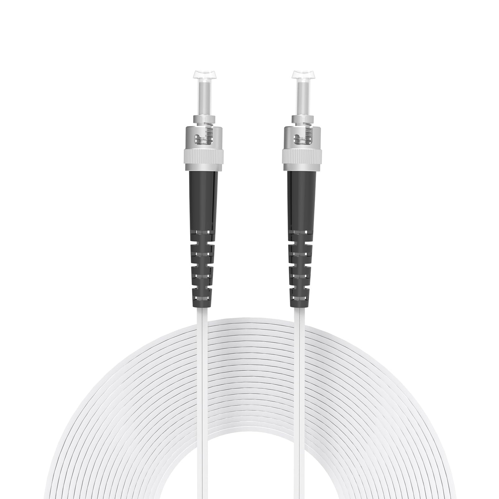 Fiber Optic Internet Cable 30 Ft ST/UPC to ST/UPC Indoor Patch Single Mode White