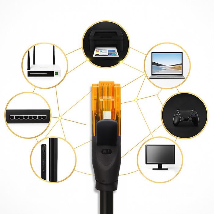 QOLTEC Patch Cable CAT6 25m for Computer, 2 x RJ-45 1Gbps, Gold Plated