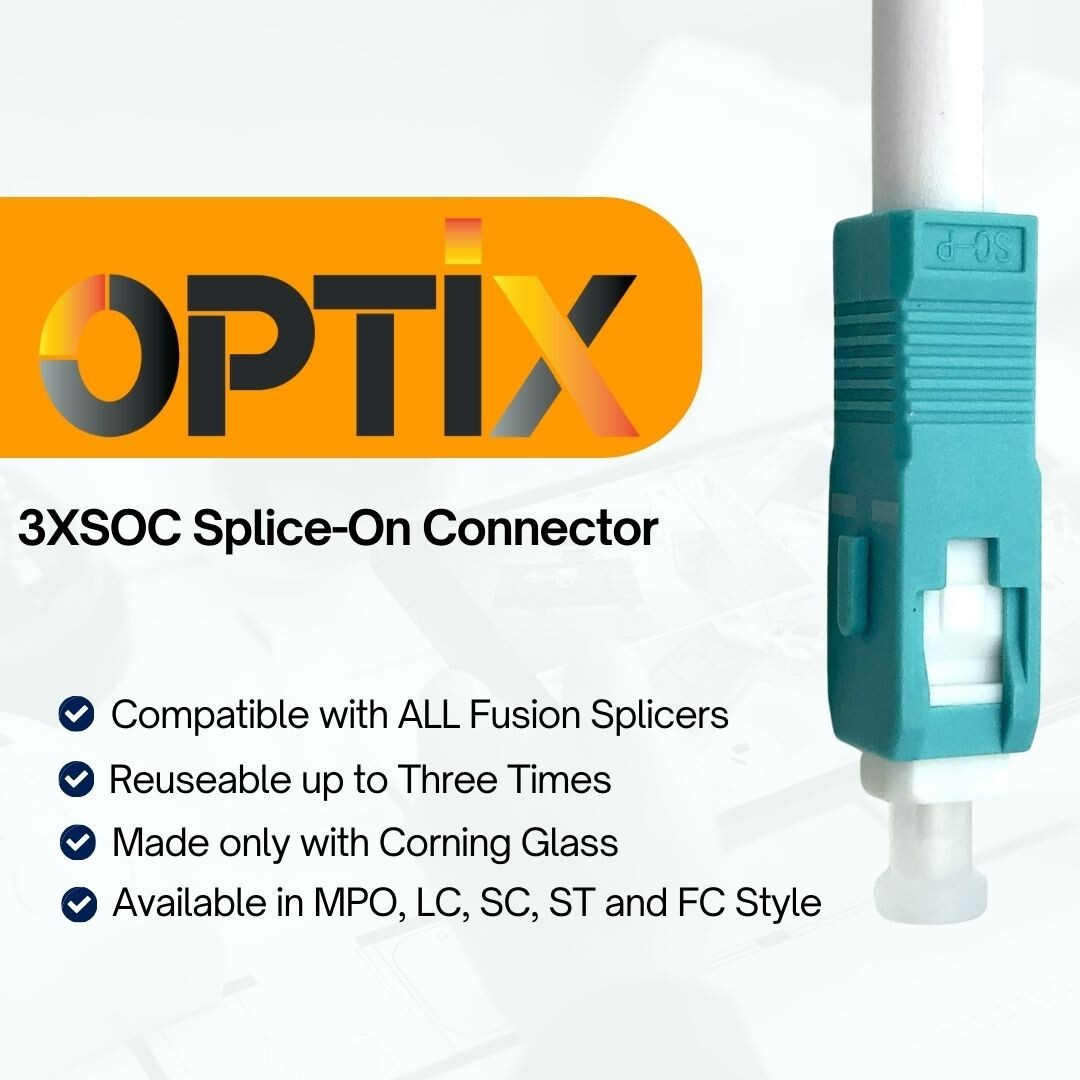 Optix America Fiber Optic Universal & Reusable OM1 SC/PC 3X Splice-on Connector 