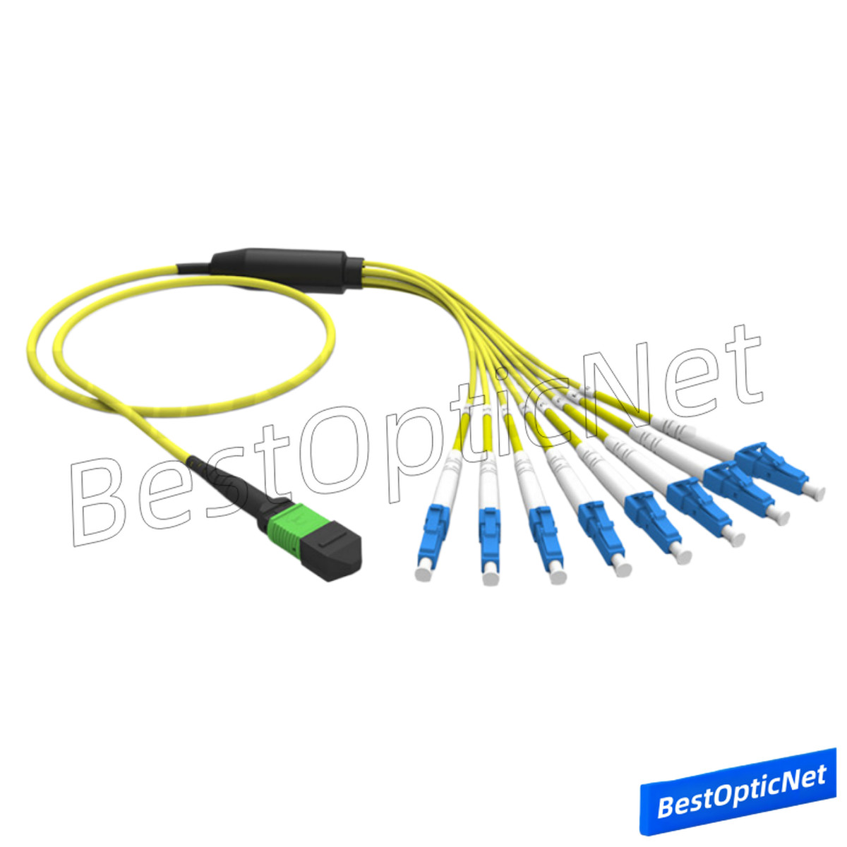 1-15m MPO to LC OS2 SM 8 or 12 Core Breakout Fan Fiber Optic Patch Cord Cable