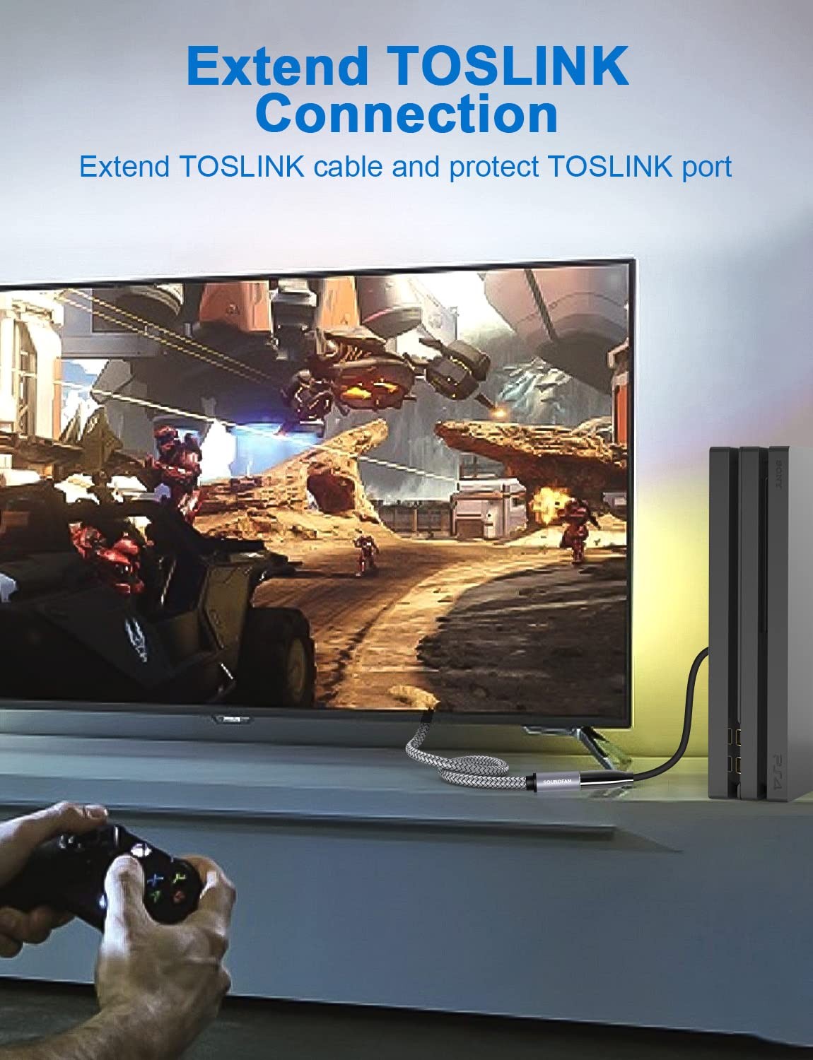 SOUNDFAM Optical Extension Cable 3Ft/1M, Toslink Male to 3ft/1M