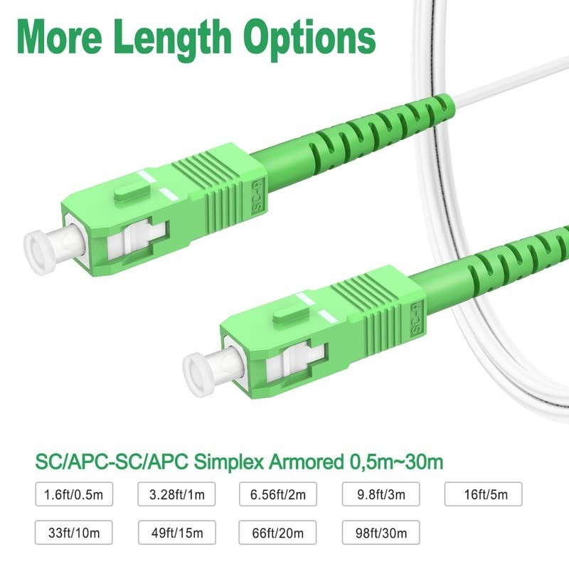 100ft SC/APC to SC/APC Fiber Cable – High-Performance Armored Internet Solution
