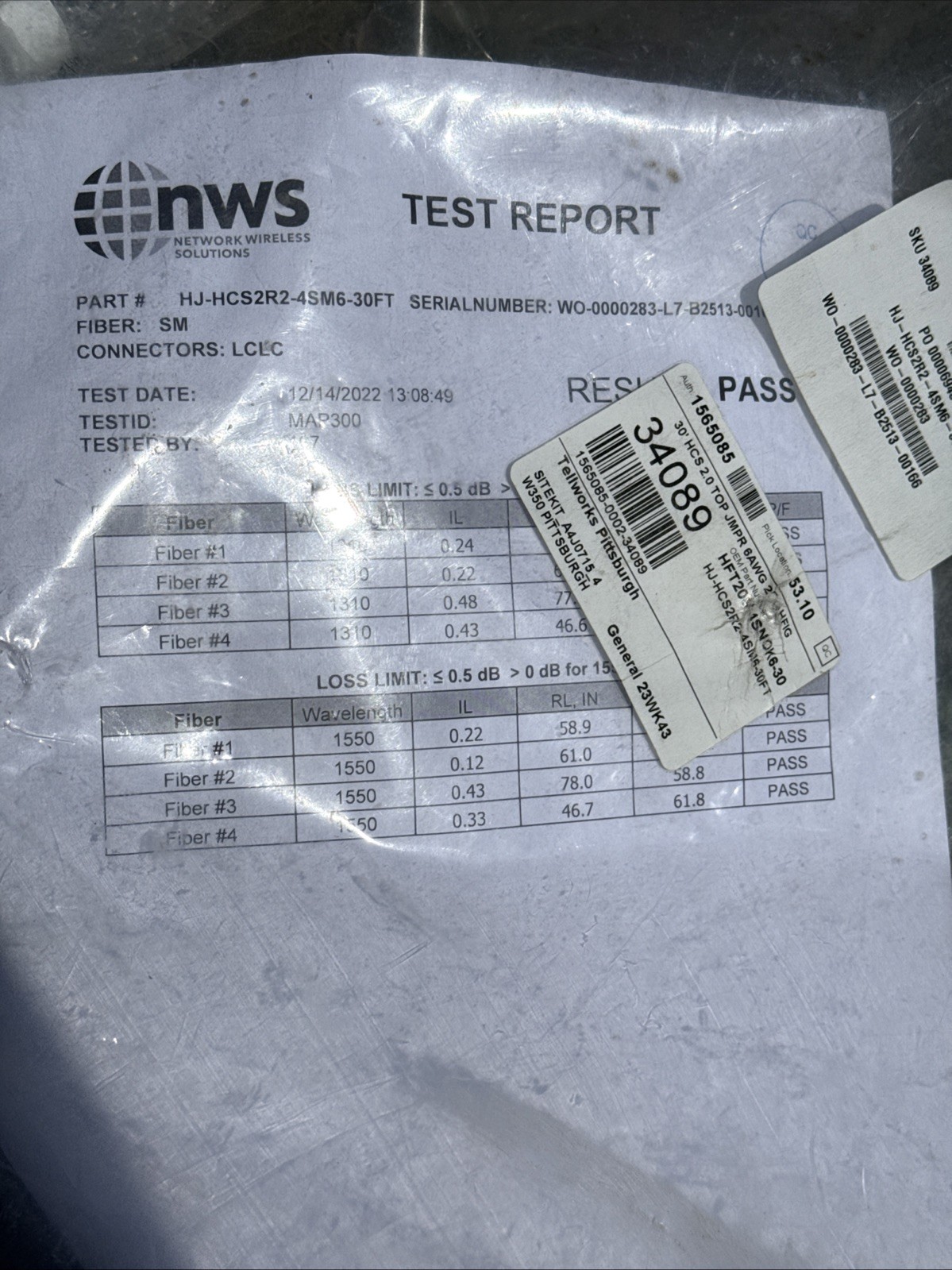 NWS 34089 Commscope HJ-Hcs2R 2 –4Sm6 – 30FT Cable ASSY Sealed￼
