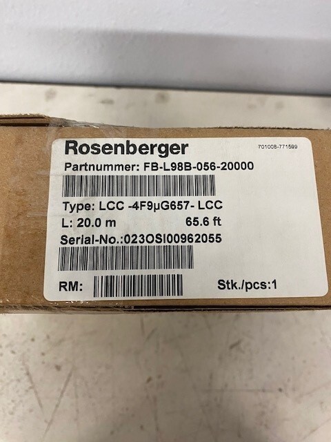 FB-L98B-056-20000 – Rosenberger 20M Rugged In/Outdoor OFNR 4-Fiber Dual Jumper