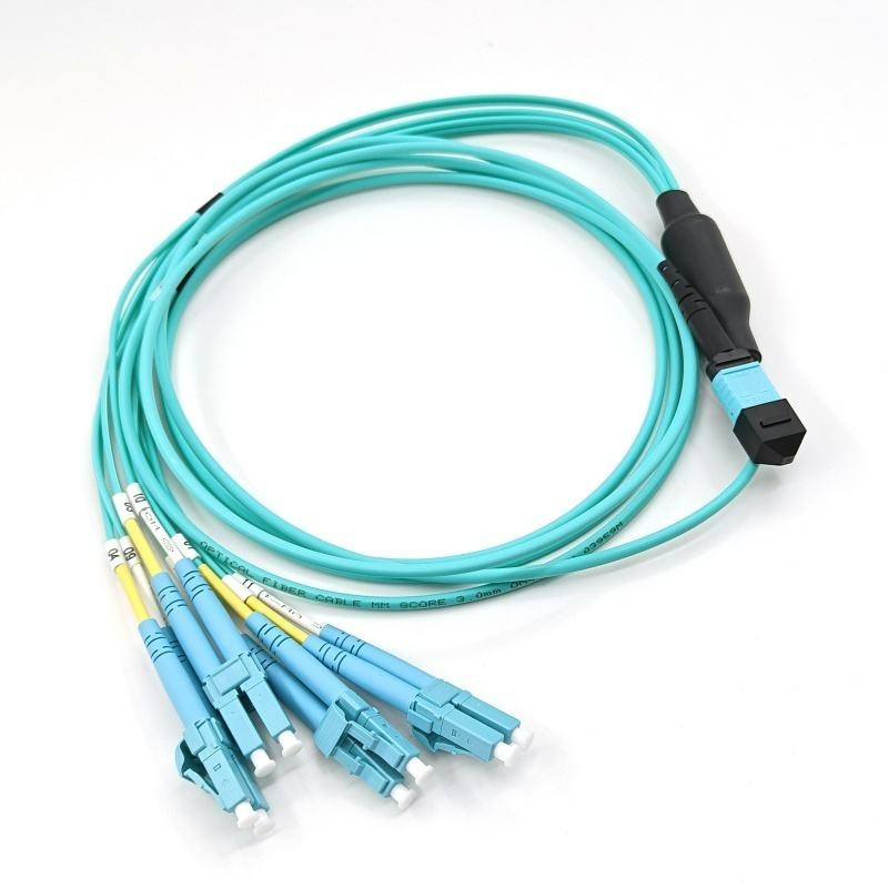 MPO Fiber Cable 8 Cores MPO Female/Male to LC Breakout Multimode OM4 Patch Cord