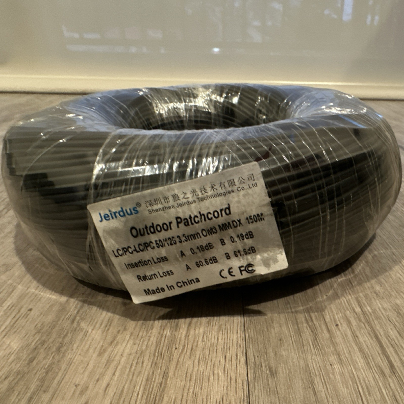 Jeirdus Outdoor Patchcord LCPC-LCPC 150m Multi-Mode Optical Fiber Cable Black