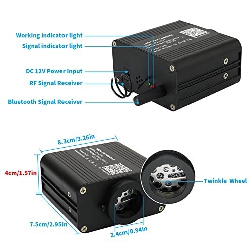 Fiber Optic Starlight Kit 16W Sound Activated 600pcs 9.8ft Cable Bluetooth APP