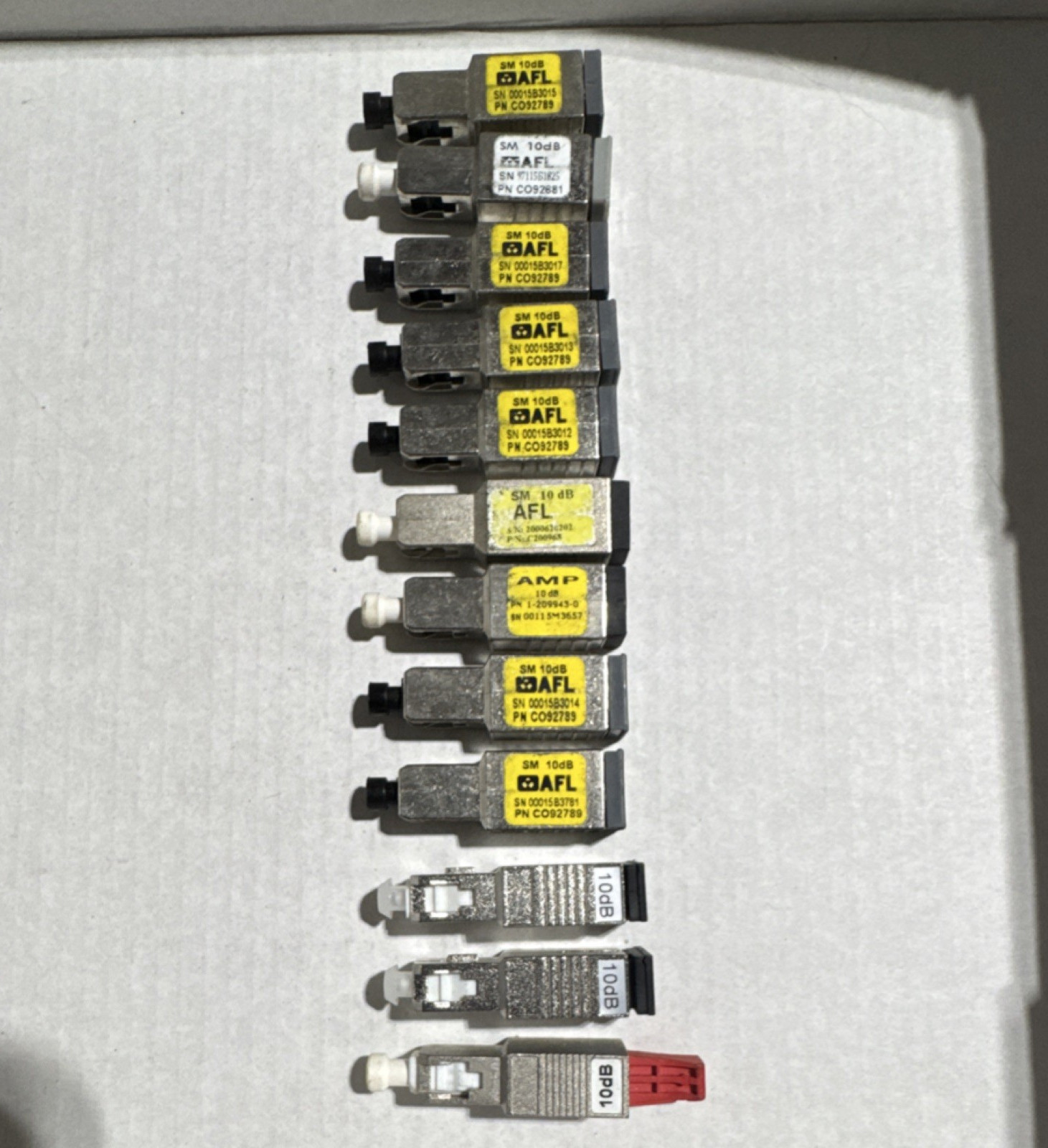 AFL SC to SC/UPC SM Optical Fiber Attenuator 10dB CO92789 Silver Lot of 12