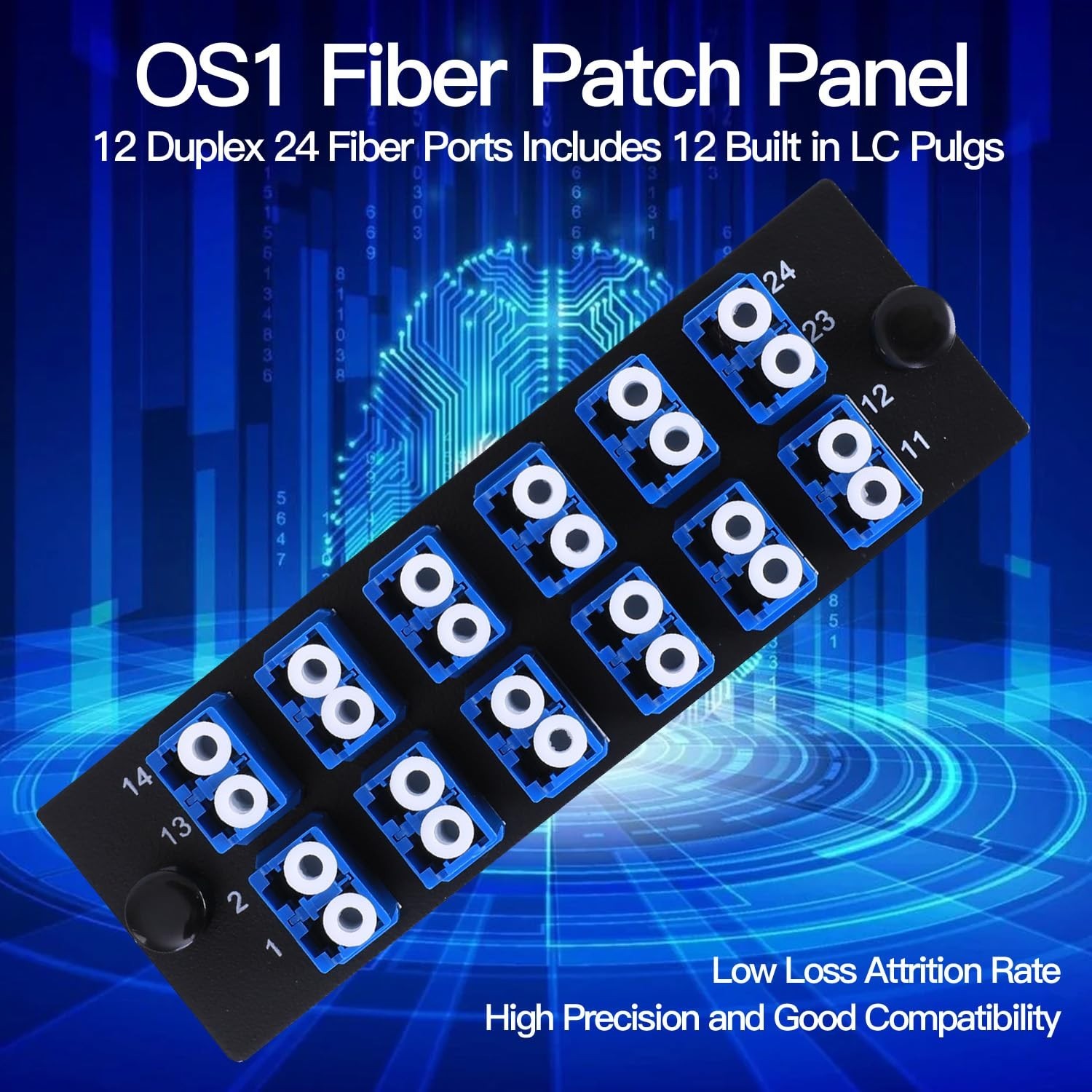VFLTOOL LC Fiber Optic Patch Panel 24 Port Duplex LGX Blue SM/MM