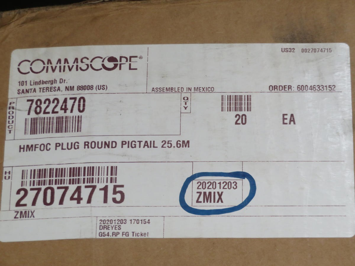 COMMSCOPE 7822470 HMFOC PLUG ROUND PIGTAIL T202460