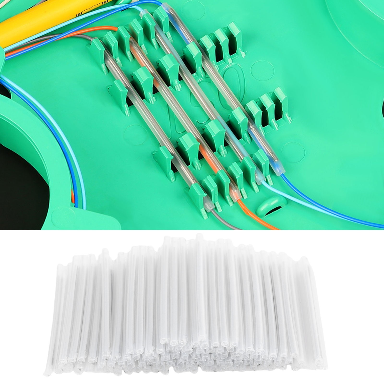 200 Pcs Fiber Optic Fusion Splice Sleeve 60mm Length PE EVA Clear Bare Fiber
