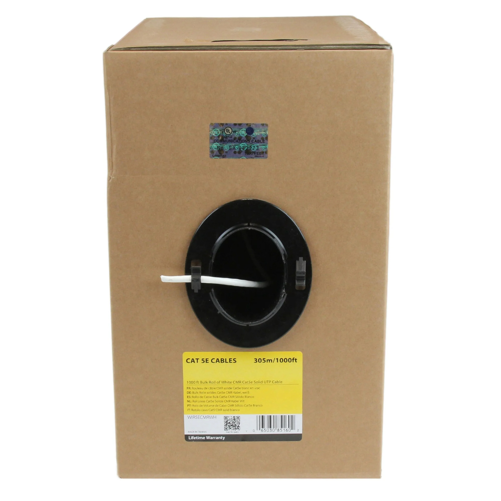 StarTech 1000 ft Bulk Roll of White CMR Cat5e Solid UTP Riser Cable