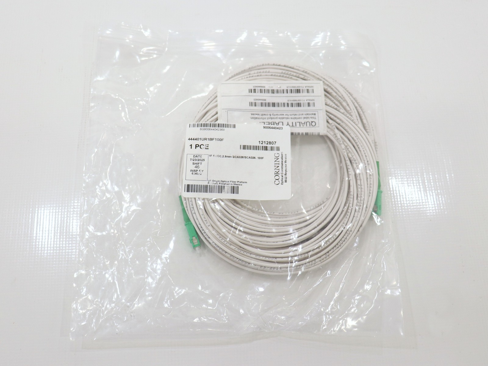 15x Lot 100′ Corning 444401UR1BF100F Optical Jumpers Cable Simplex