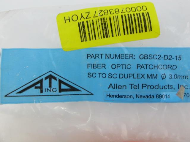 49ft Allen Tel GBSC2-D2-15 Fiber Optic Cable SC To SC Duplex Patch Cord MultiMod