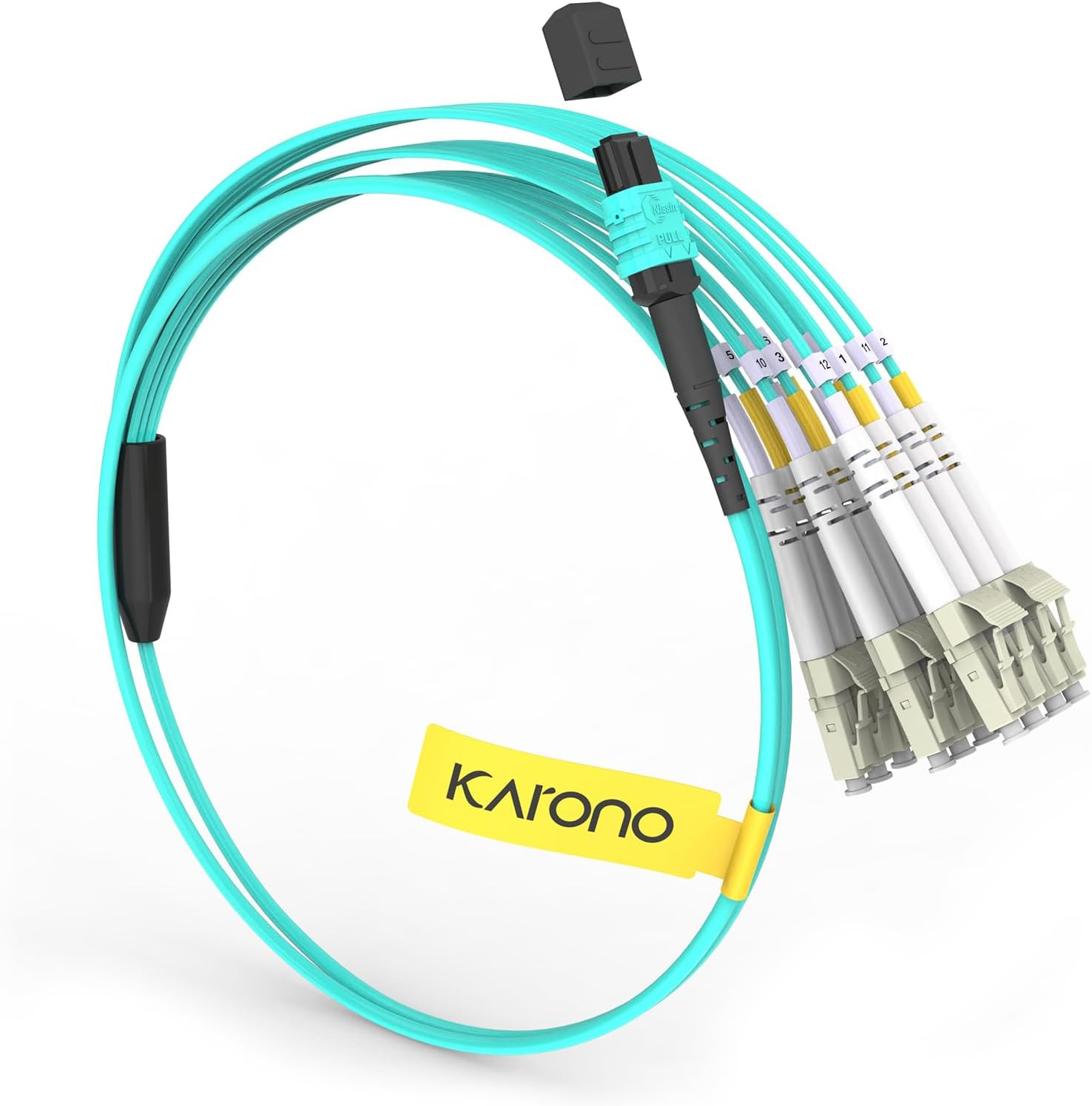 Karono MPO/MTP Breakout Cable 1M(3.3Ft), 12 X LC (6 Duplex) Fanout Fiber Optic