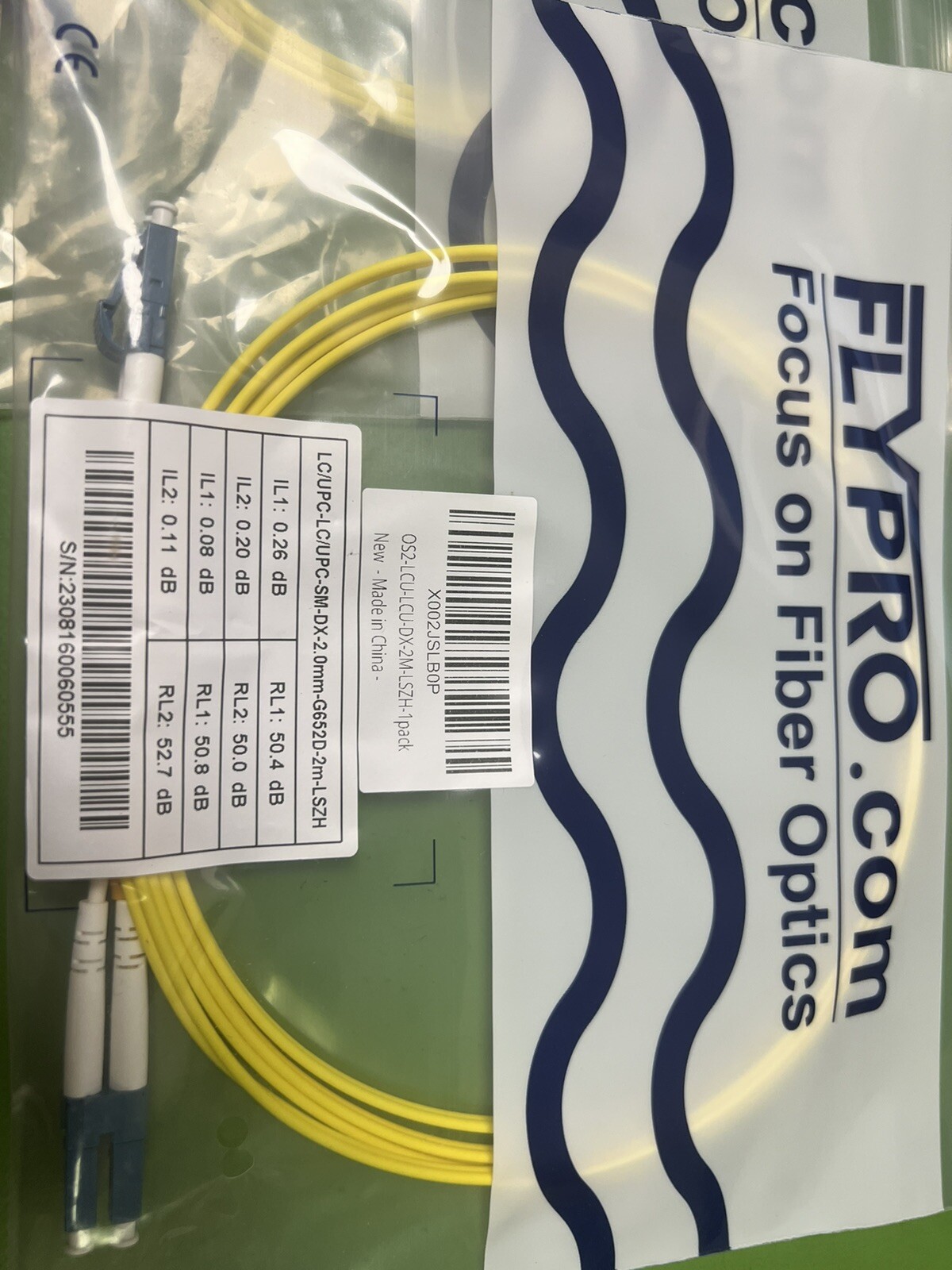 Flypro OS2 LC-LC SM DX 2.0mm LSZH G652D 2M Fiber Optic Patch Cables, 1-20 Lot