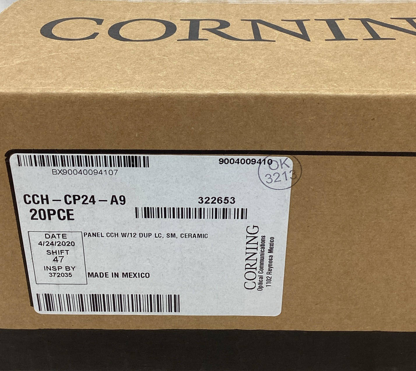 NEW (20 pcs) Corning CCH-CP24-A9 Fiber Optic Adapter Panel 12 LC Duplex – NIP