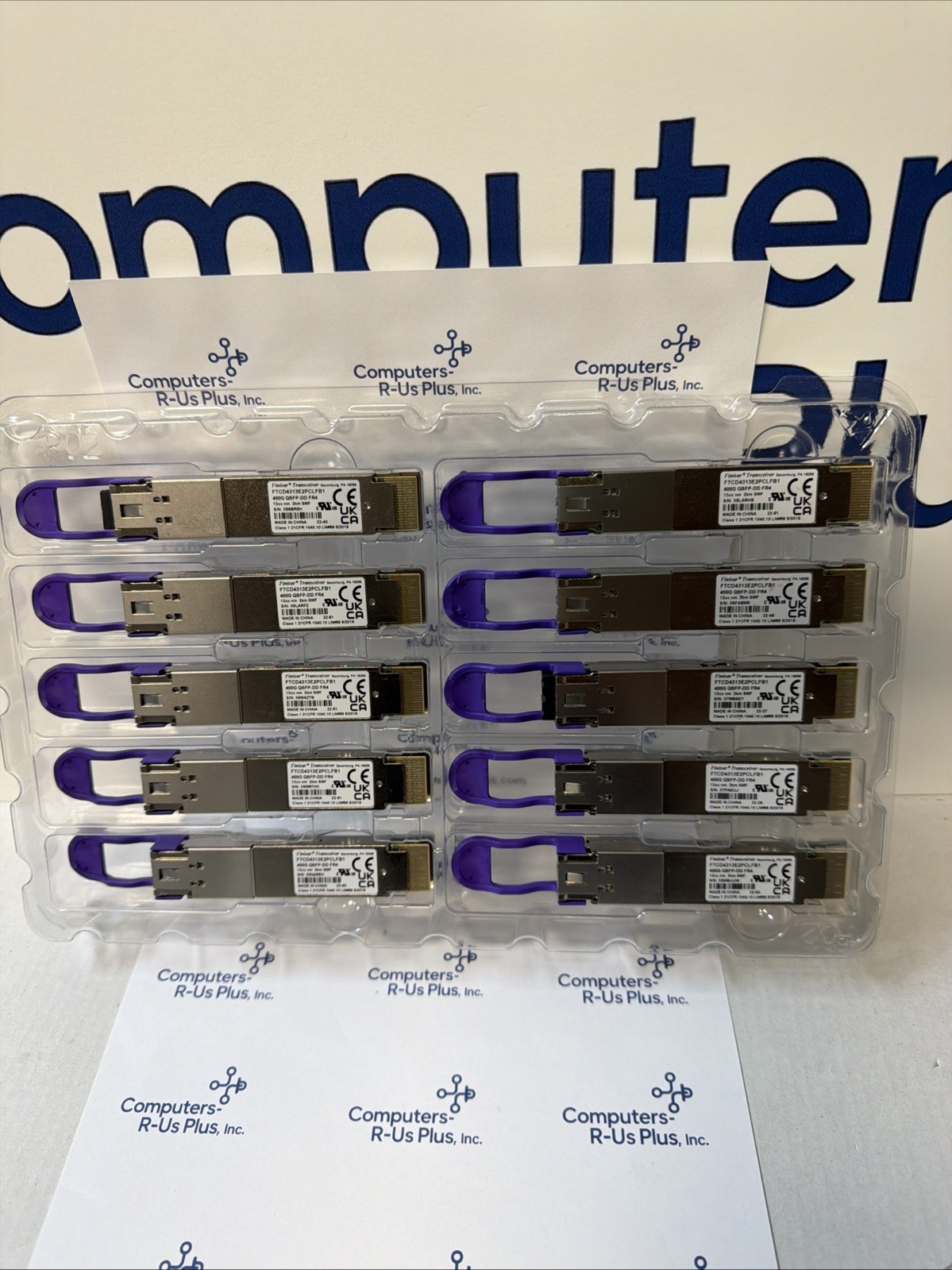 10 Pack FINISAR FTCD4313E2PCLFB1 400G QSFP-DD FR4 13XX nm 2km SMF Qty 10