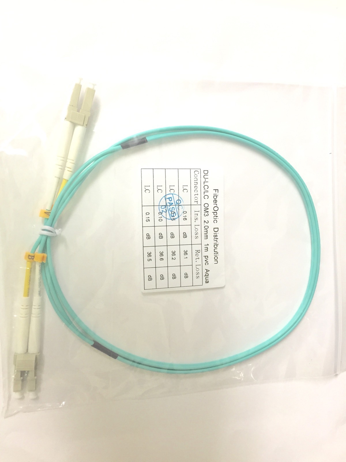 1M LC UPC to LC UPC Duplex PVC 10G OM3 Multimode Fiber Optic Patch cable -90765
