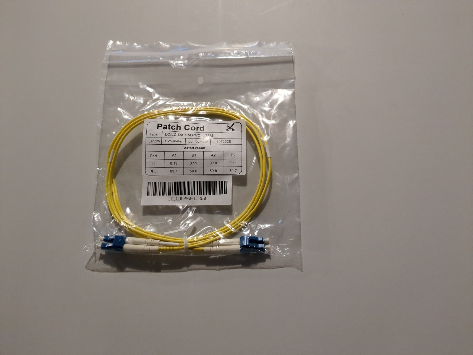 OS2 LC-LC 1.25 – 48 meter Duplex Fiber Patch Cable 9/125 Singlemode