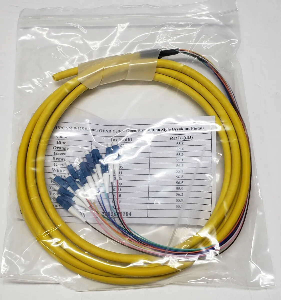 12 fiber LC/UPC Singlemode 9/125 Ribbon Pigtails 3 meters PRIORITY