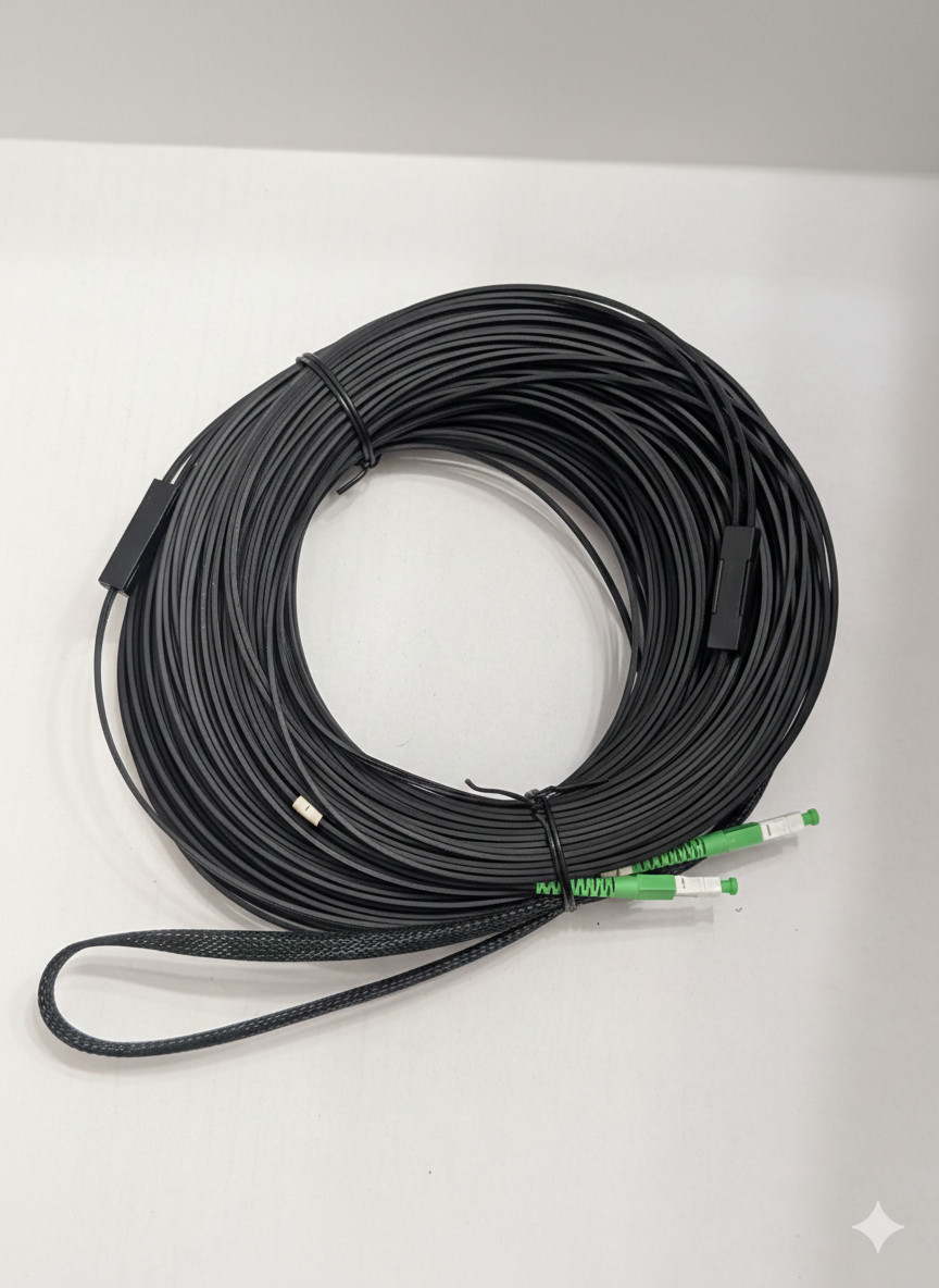 100ft Ruggedized Fiber Optic Drop Cable SC/APC to SC/APC – SMF – HWMirco-2SCAPC