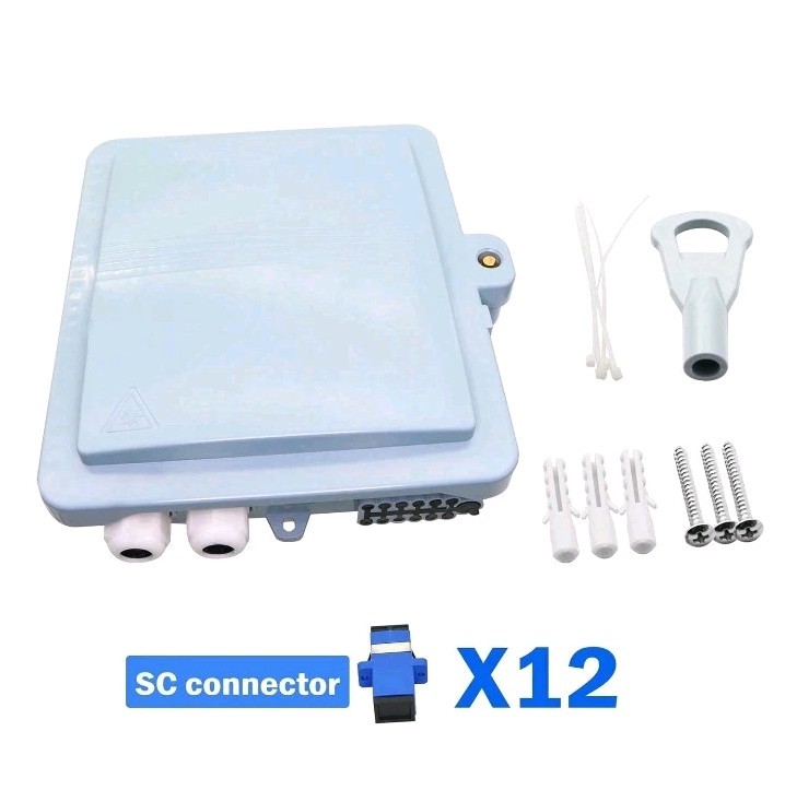 12-Core FTTH Fiber Distribution Box, IP65, 12-Port, Indoor/Outdoor Optical Fi…