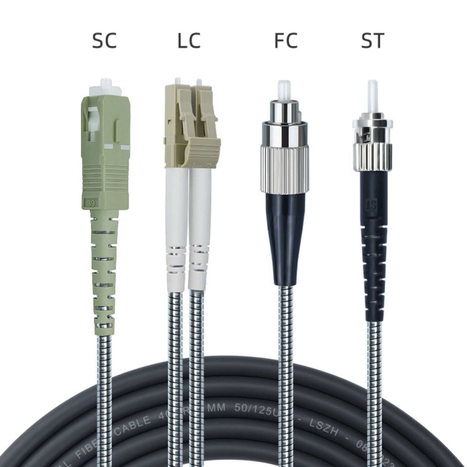 1M~20M 4 Strand MM OM3 7mm Fiber Optic Outdoor Cable with FC/SC/ST/LC Connector