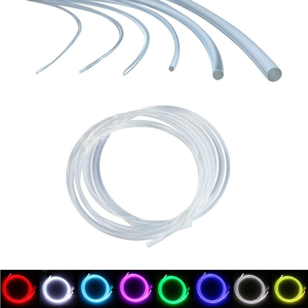 16.4ft PMMA Fiber Optic Cable Transparent Side Glow for Indoor Outdoor Use