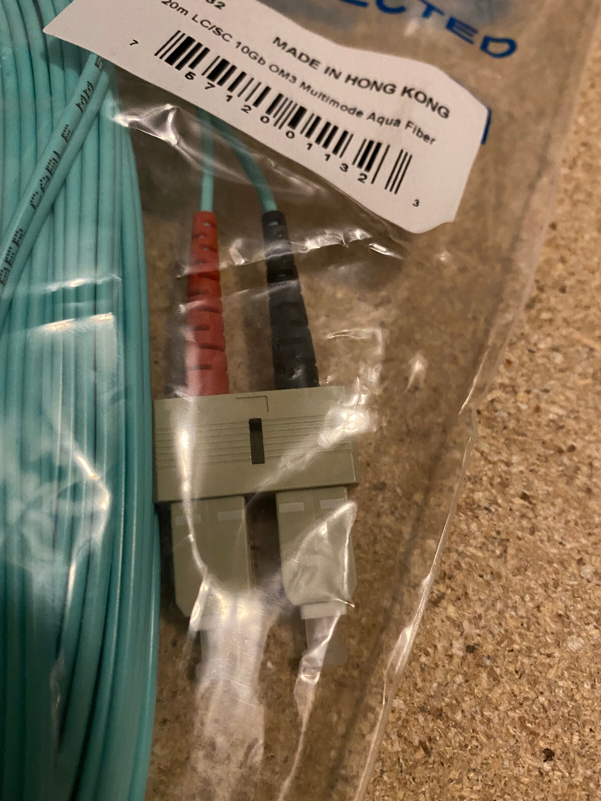 CablesToGo 20m LC/SC 10Gb OM3 Multimode Aqua Fiber Cable (#01132) – Brand New