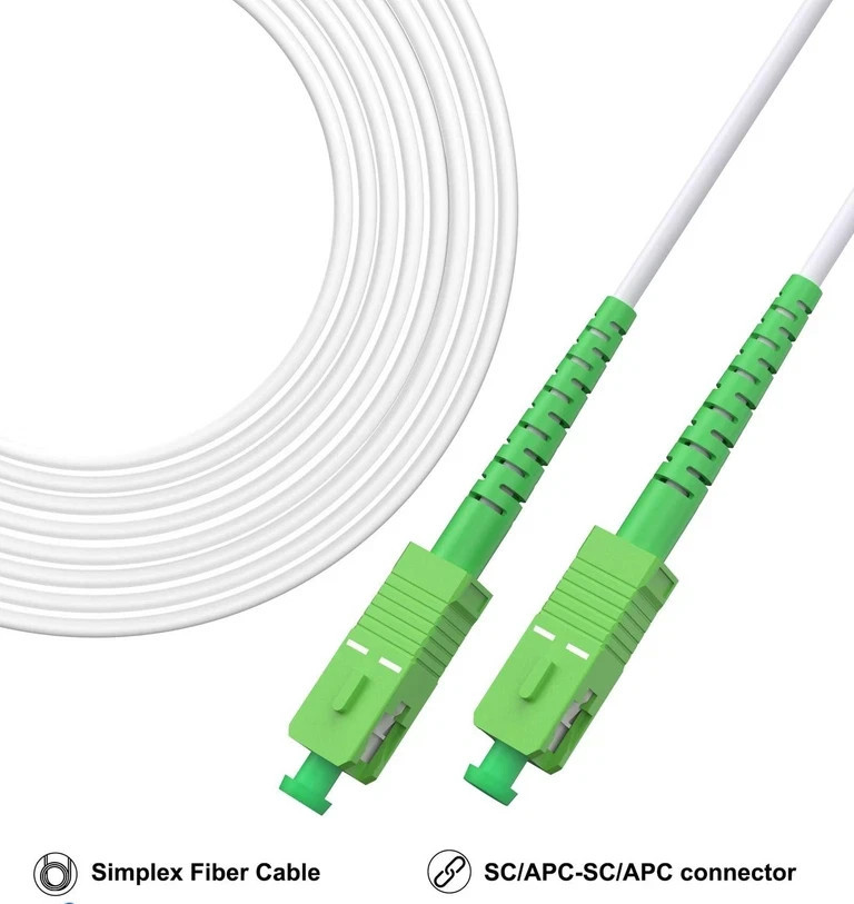 VANDESAIL Armored White Fiber Optic Cable 5M(16ft) , SC/APC to SC/APC LSZH