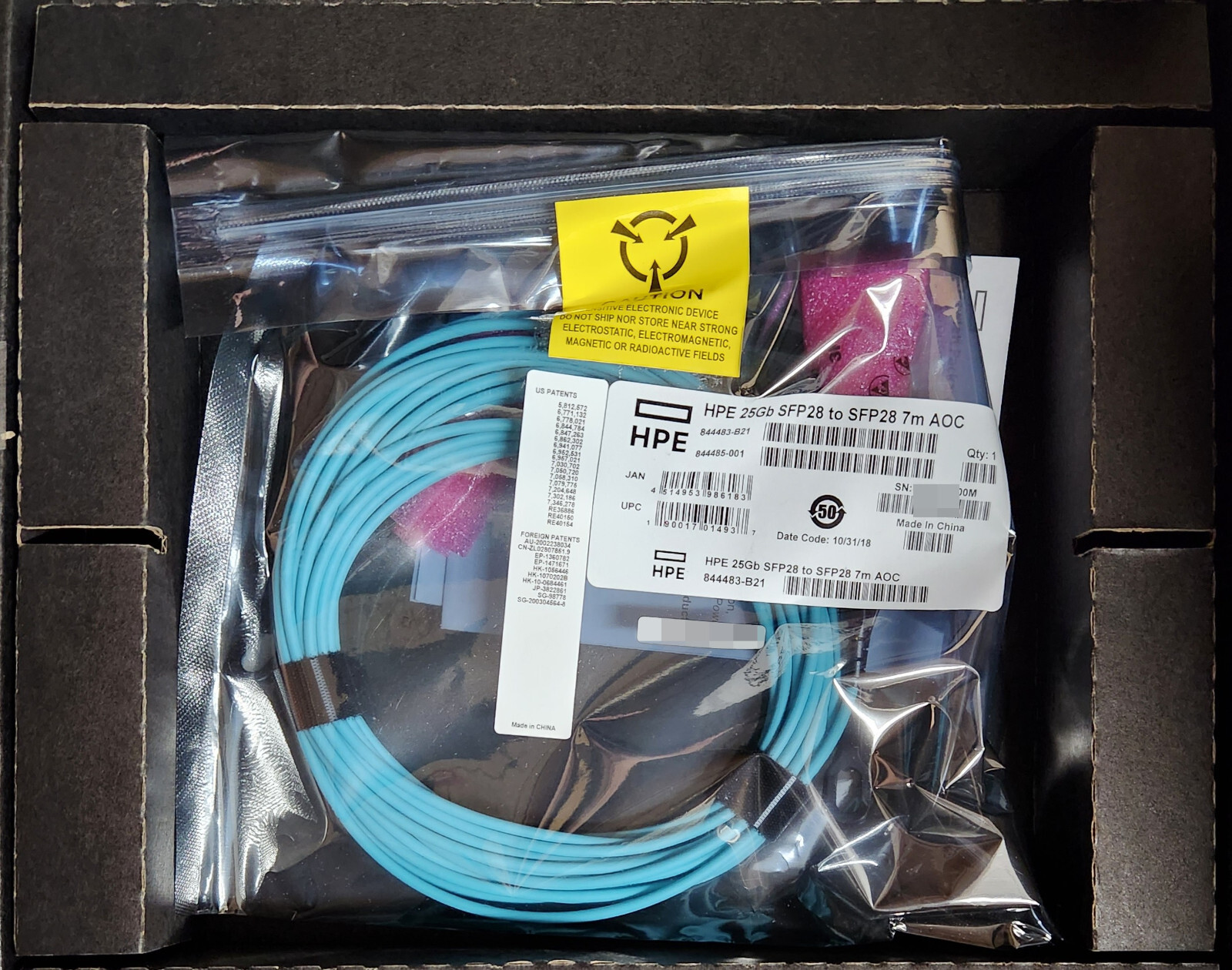 HPE 25GbE SFP28 7M Active Optical Cable AOC 844483-B21 849435-001