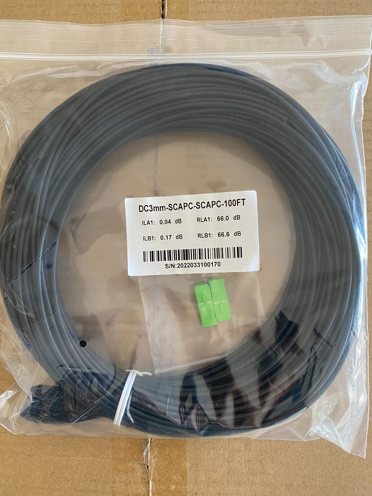 Indoor Outdoor MDU Drop Cable 3mm Simplex SCAPC to SCAPC 100FT