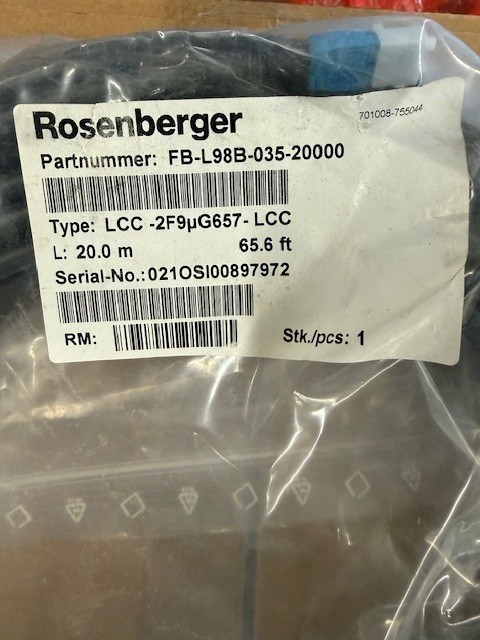 FB-L98B-035-20000 – Rosenberger Ruggedized Single Mode Fiber Jumper 20M