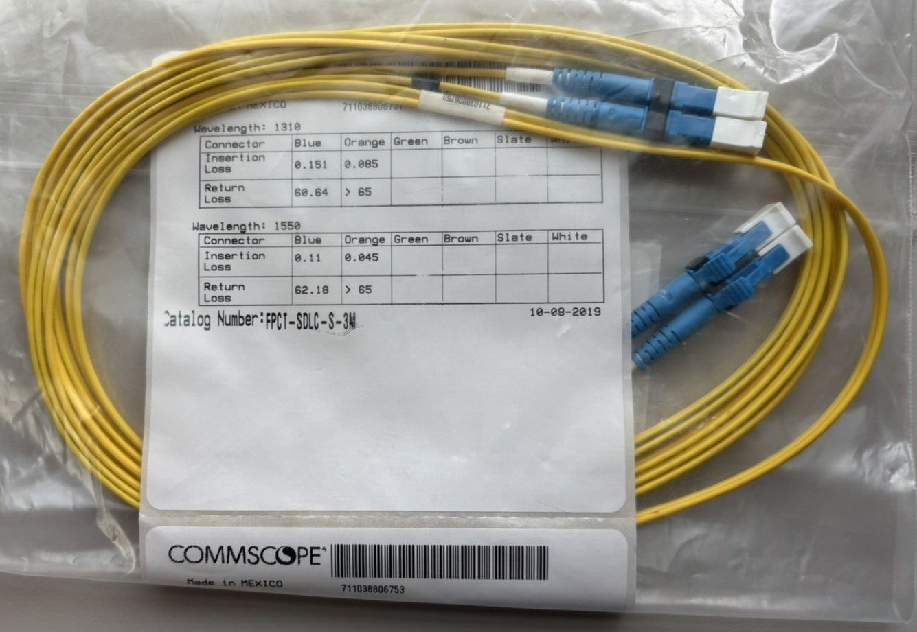 3M – 9.8ft LC-LC 9/125 OS2 Duplex Single-Mode PVC Fiber Optic Cable – Yellow